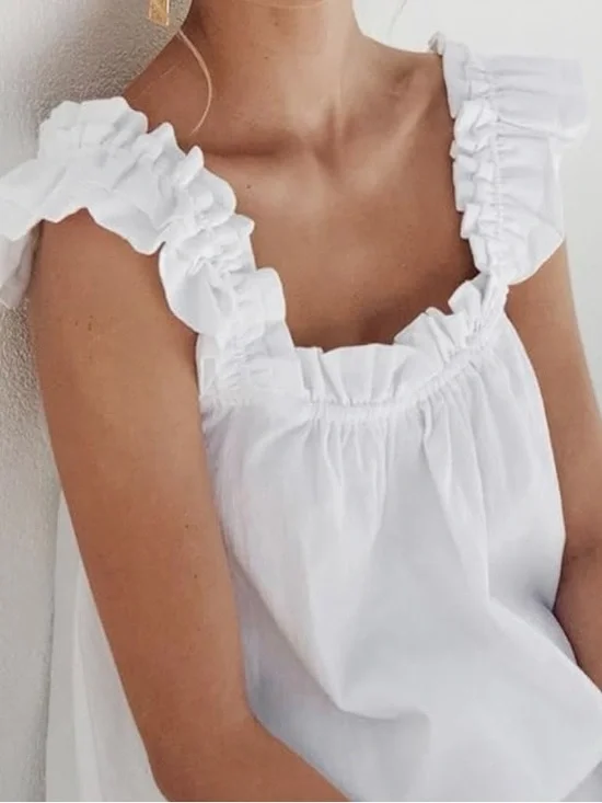 White Ruffled Women's Sleepwear Set - Picture 3 of 6